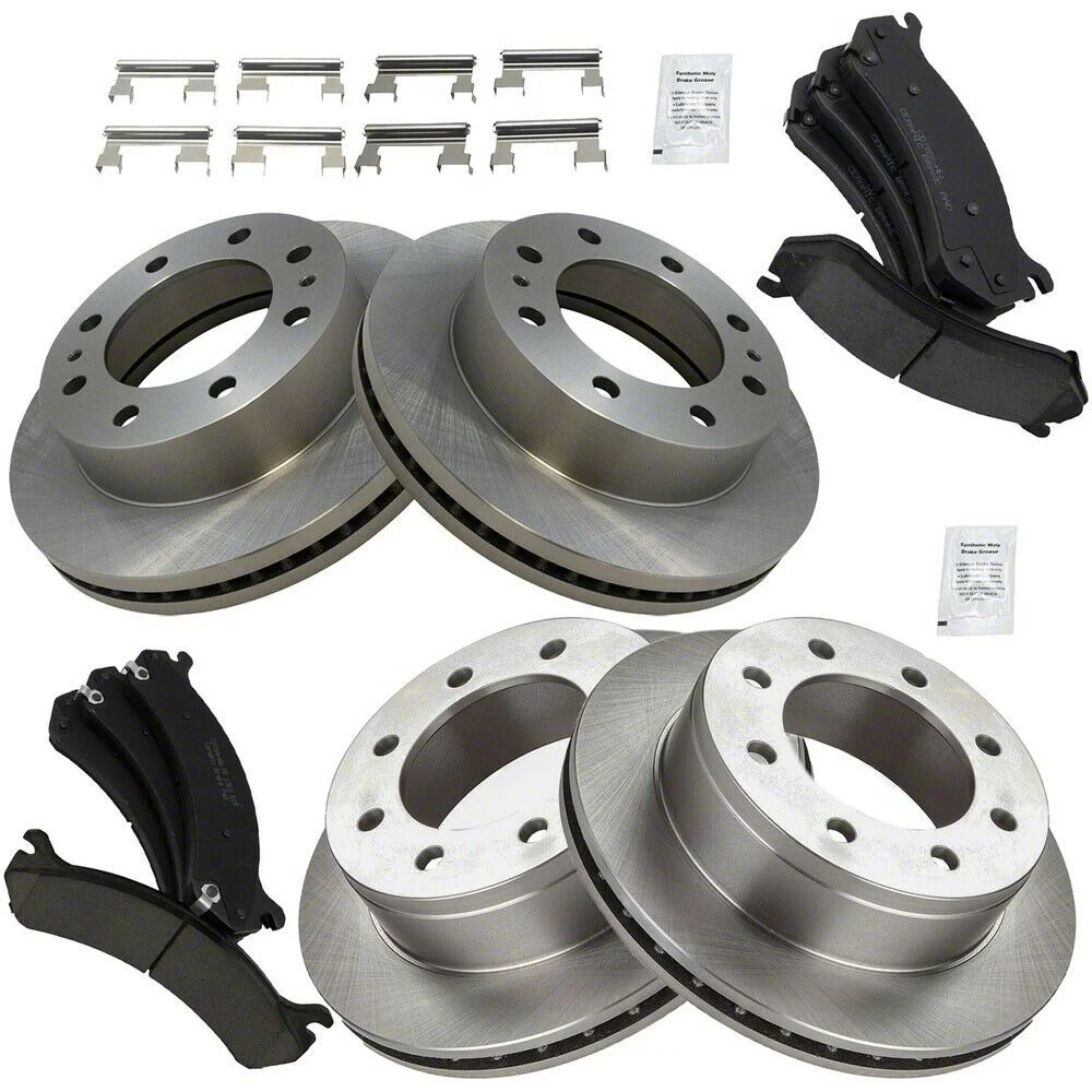 Ceramic 8-Lug Brake Rotor and Pad Kit; Front and Rear (07-10 Silverado 2500 HD)