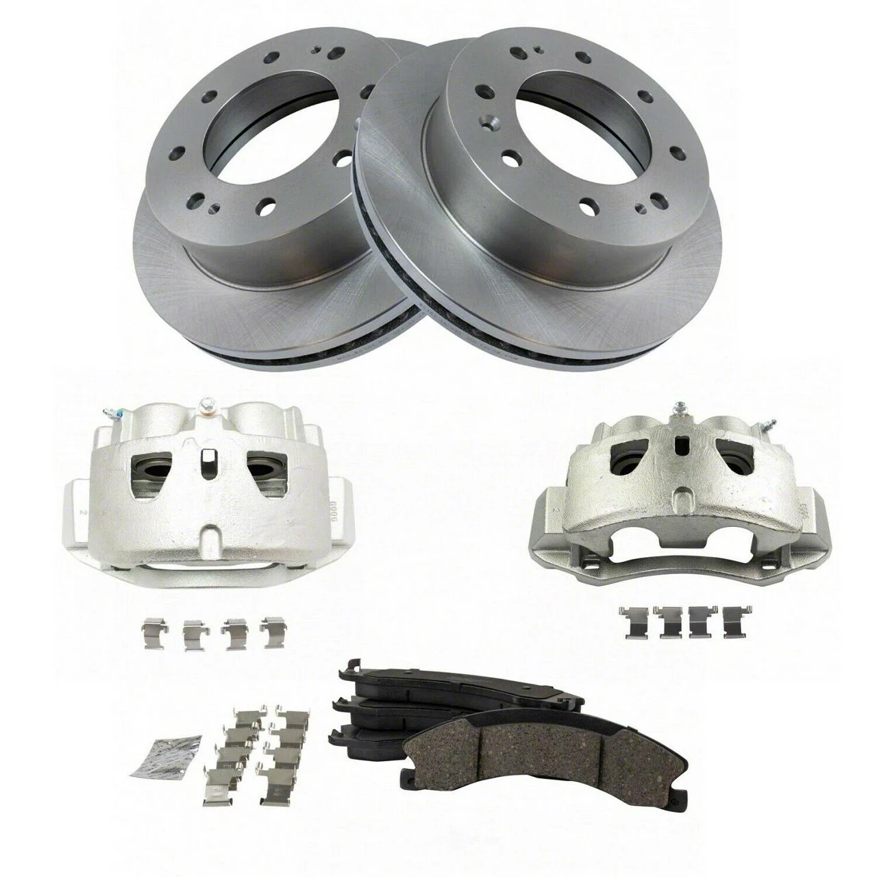 Ceramic 8-Lug Brake Rotor, Pad and Caliper Kit; Front (12-18 Silverado 2500 HD)