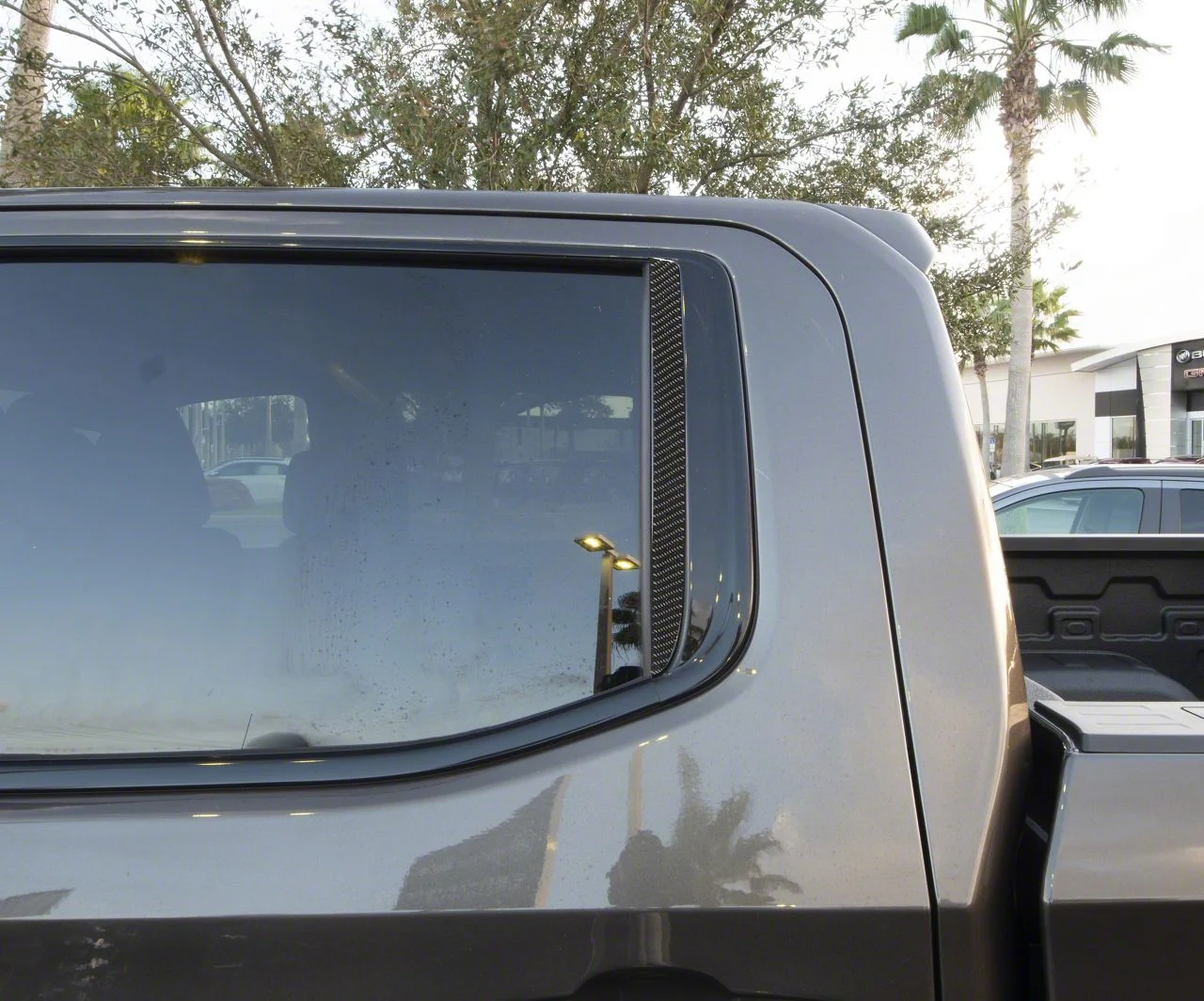 Door C-Pillar Accent Trim; Domed Carbon Fiber (20-26 Silverado 2500 HD Crew Cab)