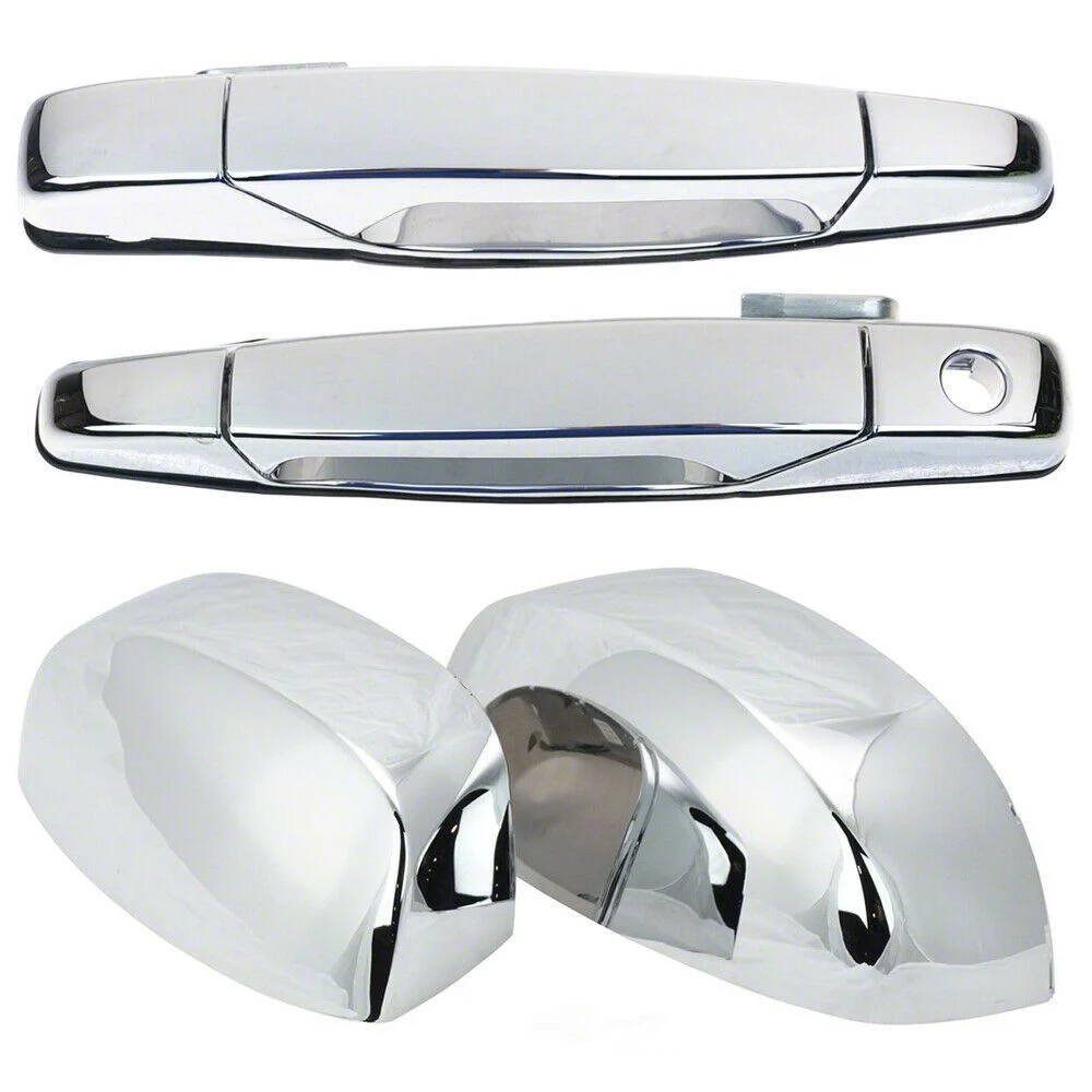 Exterior Door Handles and Mirror Cap Trim Kit; Chrome (07-14 Silverado 2500 HD)