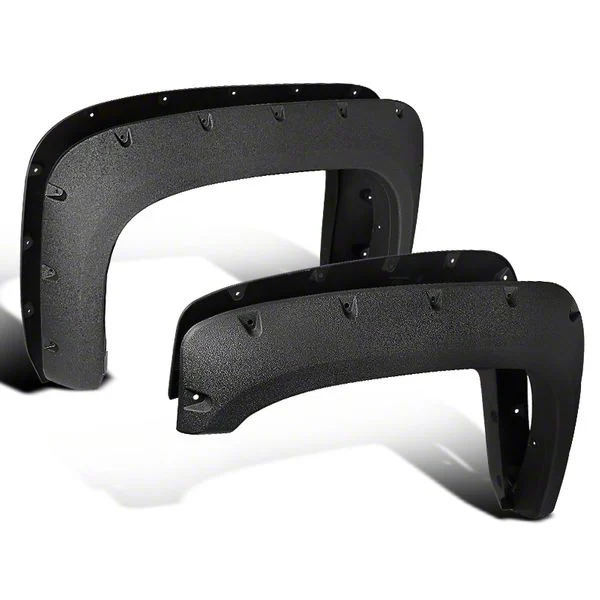 Rivet Style Fender Flares; Front and Rear; Textured Black (07-13 Silverado 2500 HD)