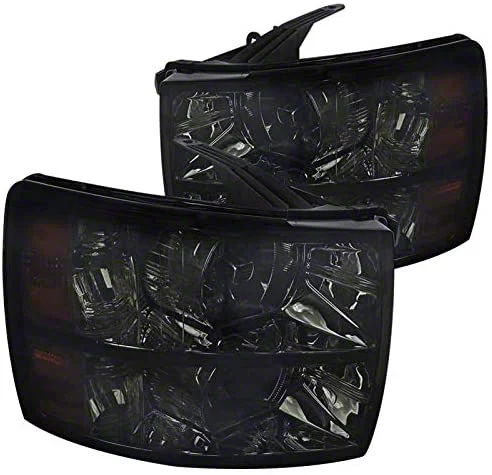 Factory Style Headlights; Chrome Housing; Smoked Lens (07-14 Silverado 2500 HD)