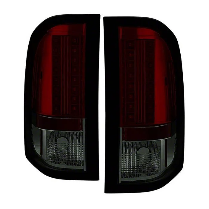 LED Tail Lights; Chrome Housing; Red Smoked Lens (07-14 Silverado 2500 HD)