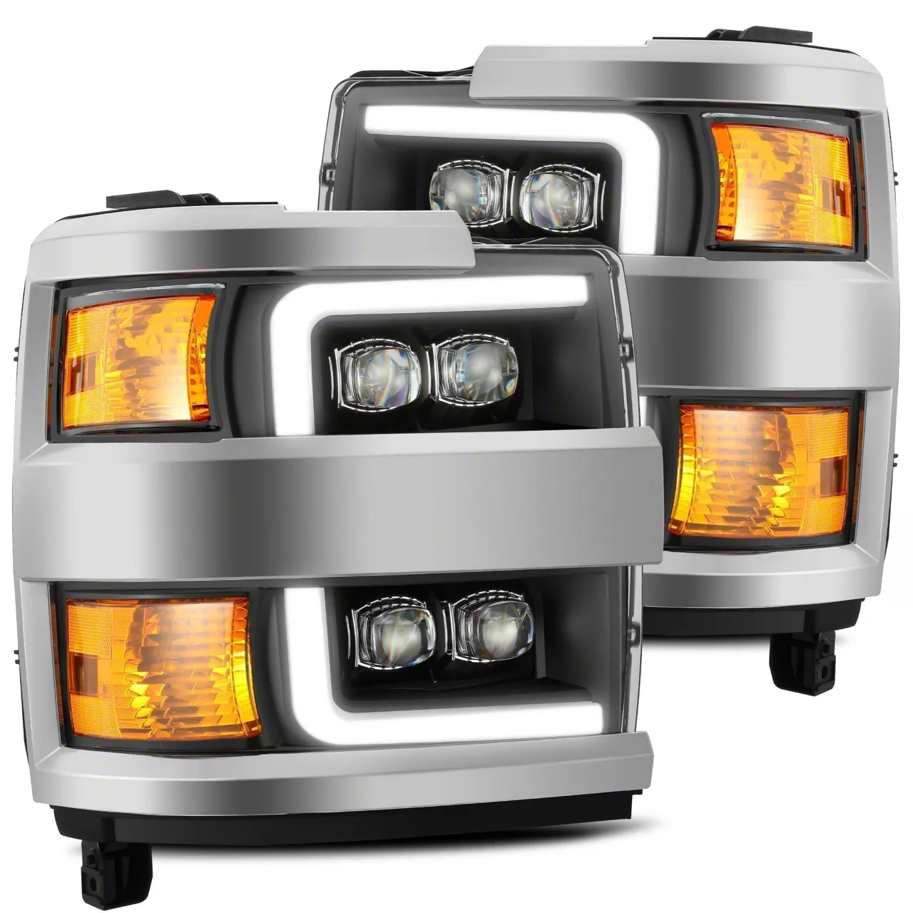 AlphaRex NOVA-Series LED Projector Headlights; Black Housing; Clear Lens (15-19 Silverado 2500 HD)