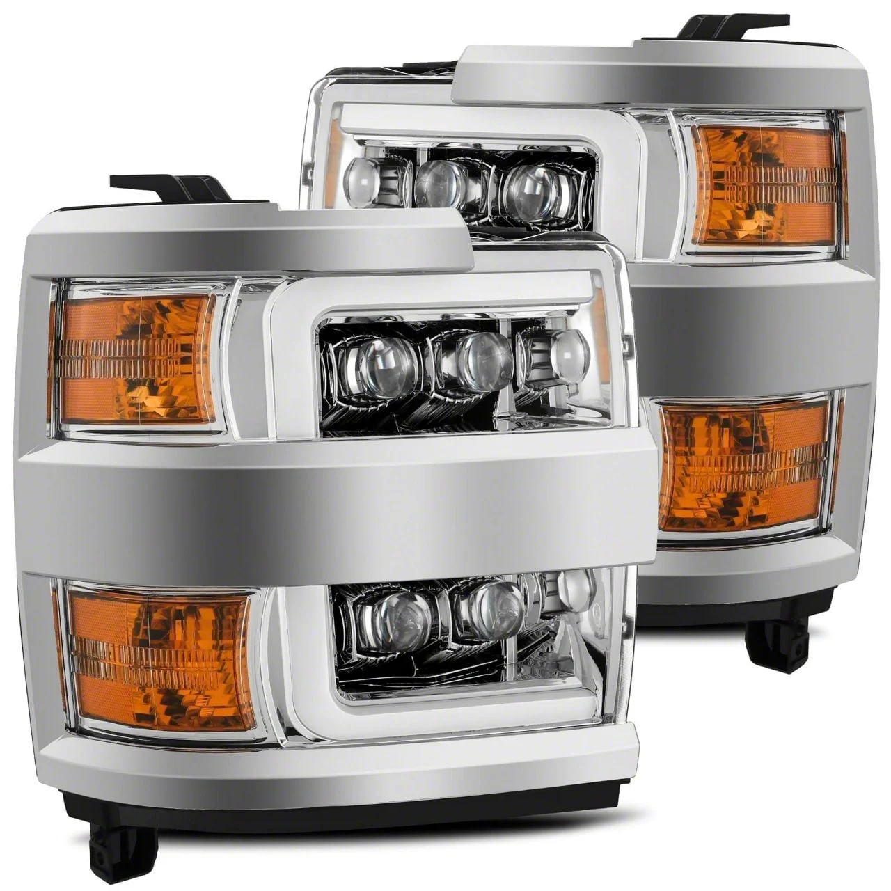 AlphaRex NOVA-Series LED Projector Headlights; Chrome Housing; Clear Lens (15-19 Silverado 2500 HD)