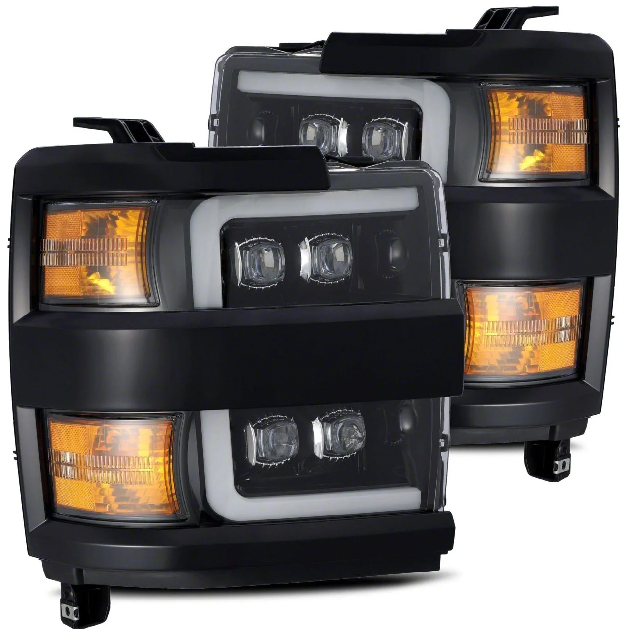 AlphaRex NOVA-Series LED Projector Headlights; Jet Black Housing; Clear Lens (15-19 Silverado 2500 HD)