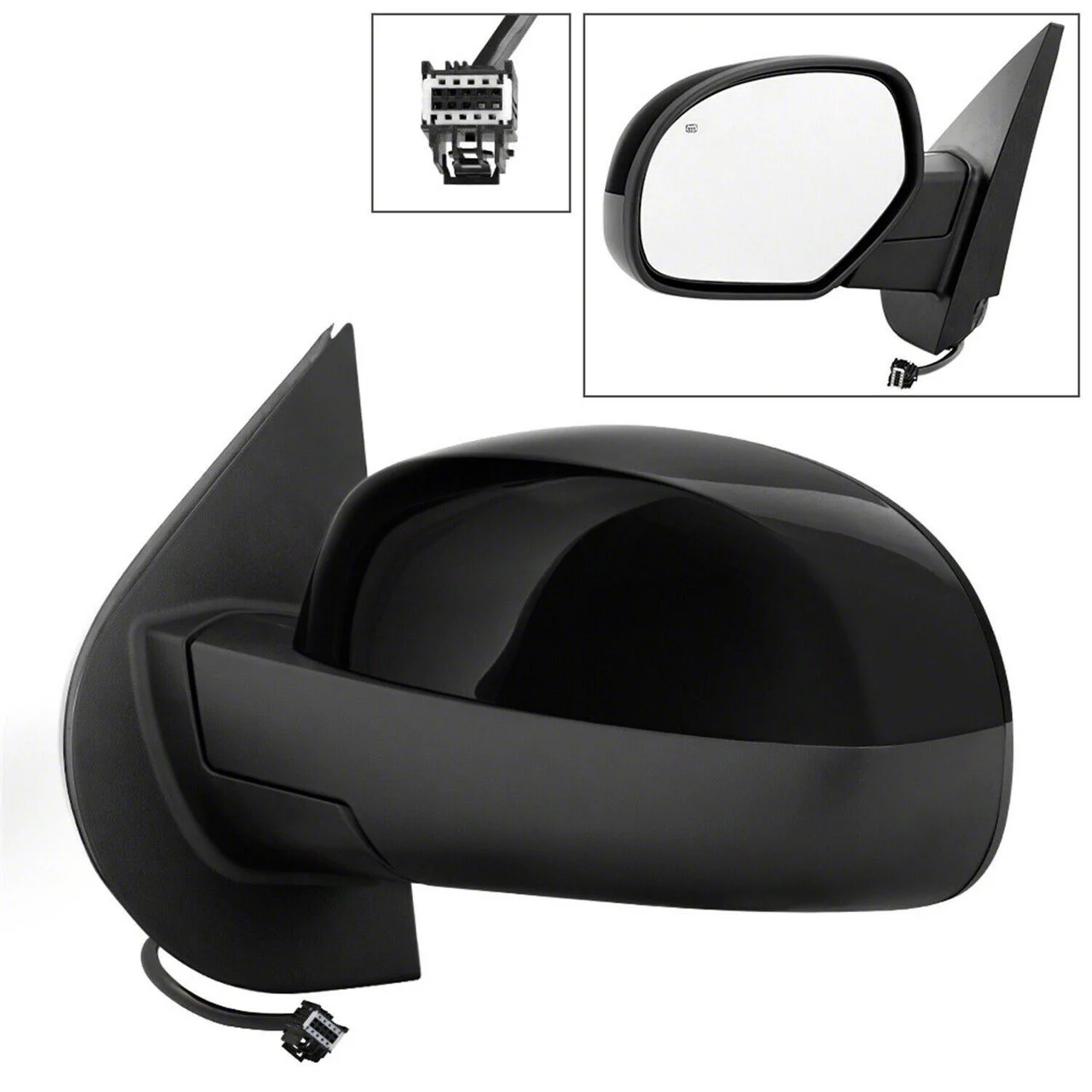 Powered Heated Mirror; Shiny Black; Driver Side (07-14 Silverado 2500 HD)