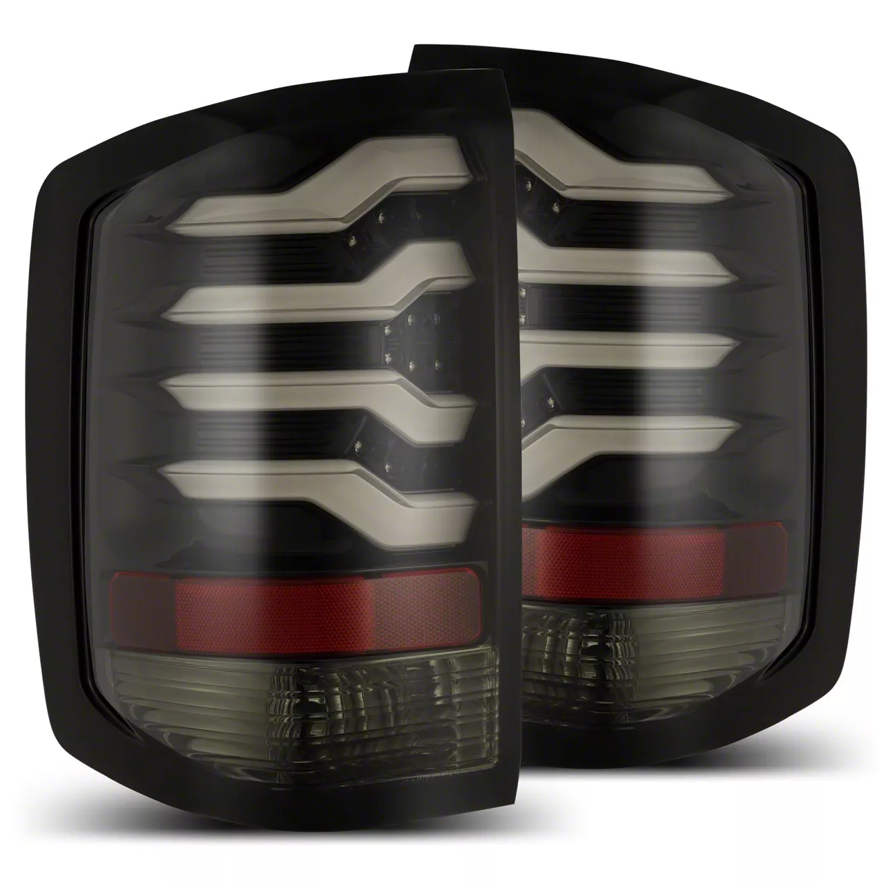 AlphaRex PRO-Series LED Tail Lights; Jet Black Housing; Smoked Lens (15-19 Silverado 2500 HD w/ Factory Halogen Tail Lights)