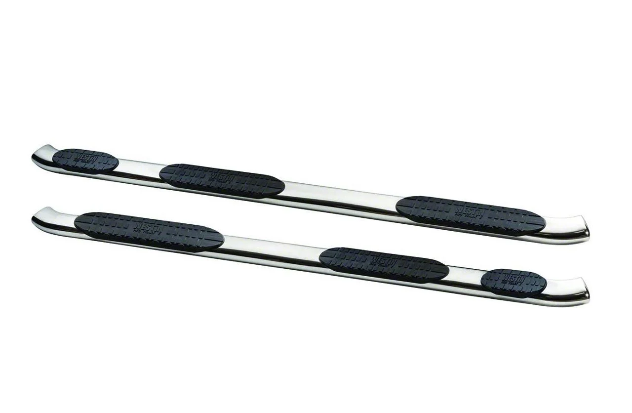 Westin Pro Traxx 5-Inch Wheel-to-Wheel Oval Side Step Bars; Stainless Steel (07-19 Silverado 2500 HD Crew Cab SRW w/ 8-Foot Long Box)