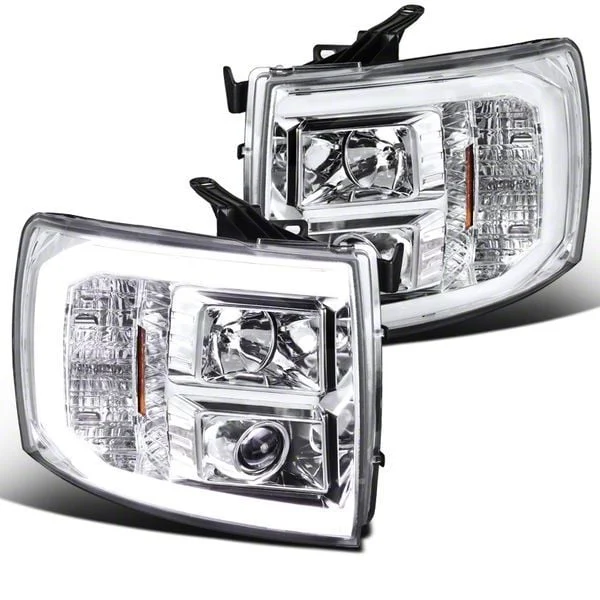 Dual Halo Projector Headlights; Chrome Housing; Clear Lens (07-14 Silverado 2500 HD)
