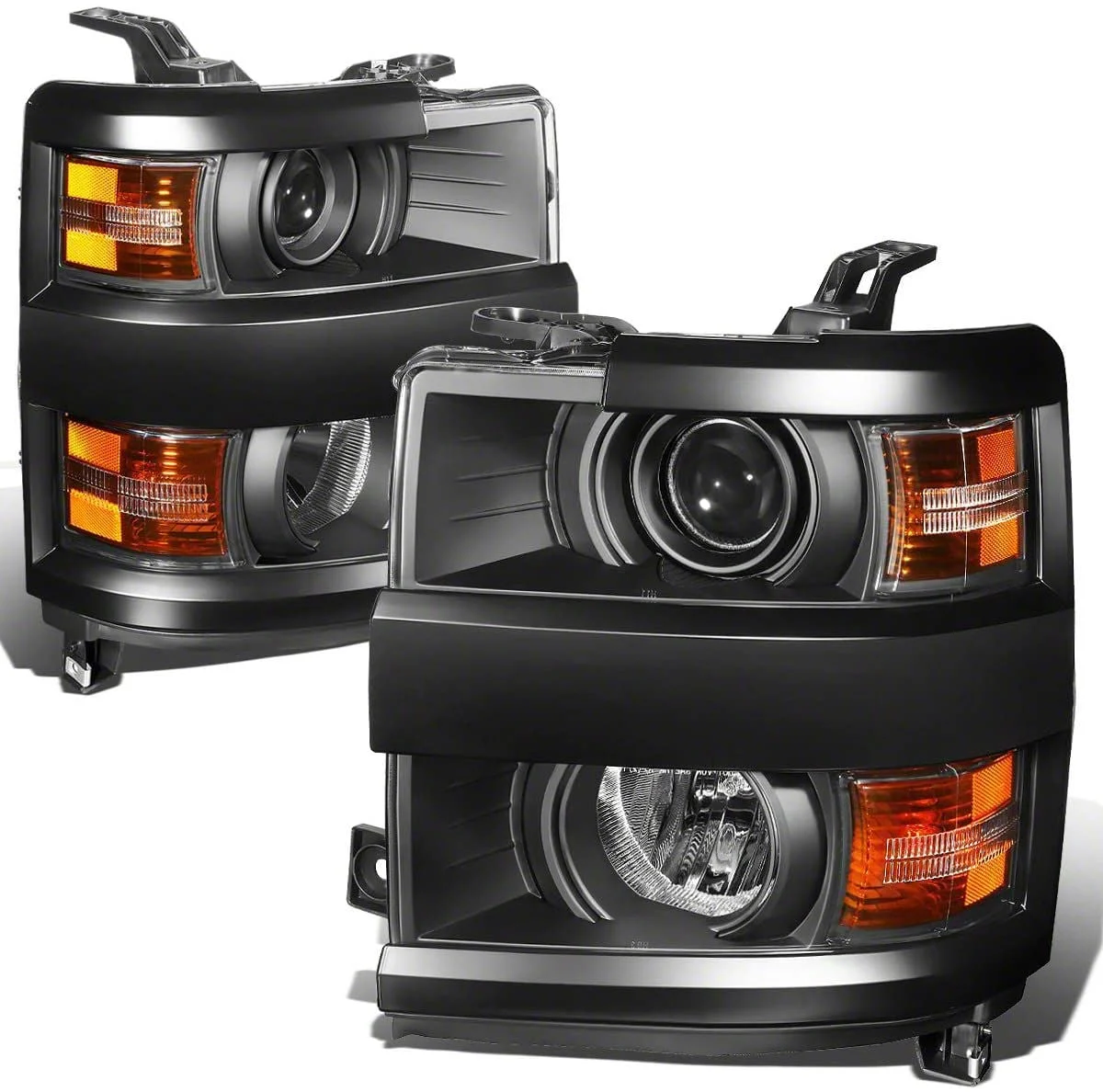 Projector Headlight with Amber Corner Lights; Black Housing; Clear Lens (15-19 Silverado 2500 HD)