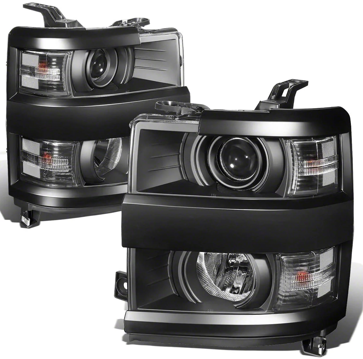 Projector Headlight with Clear Corner Lights; Black Housing; Clear Lens (15-19 Silverado 2500 HD)
