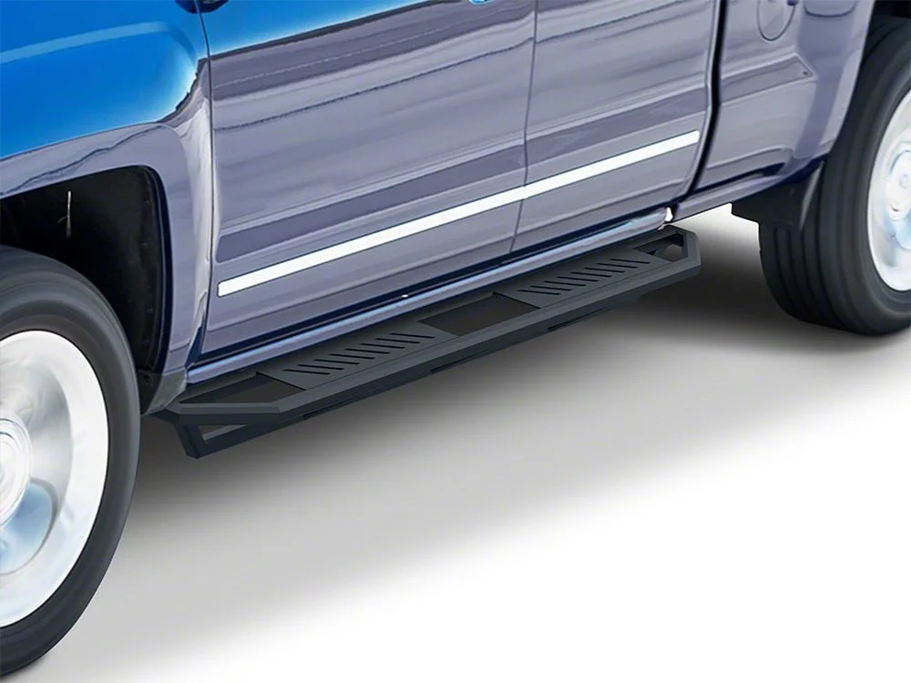 Rocker Armor Side Step Bars; Matte Black (07-19 Silverado 2500 HD Extended/Double Cab)