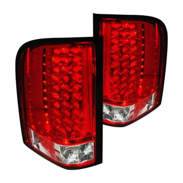 LED Tail Lights; Chrome Housing; Red/Clear Lens (07-12 Silverado 2500 HD)