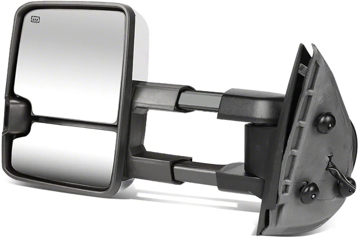 Towing Mirror; Powered; Heated; Smoked Amber LED Signal; Chrome; Left (07-14 Silverado 2500 HD)