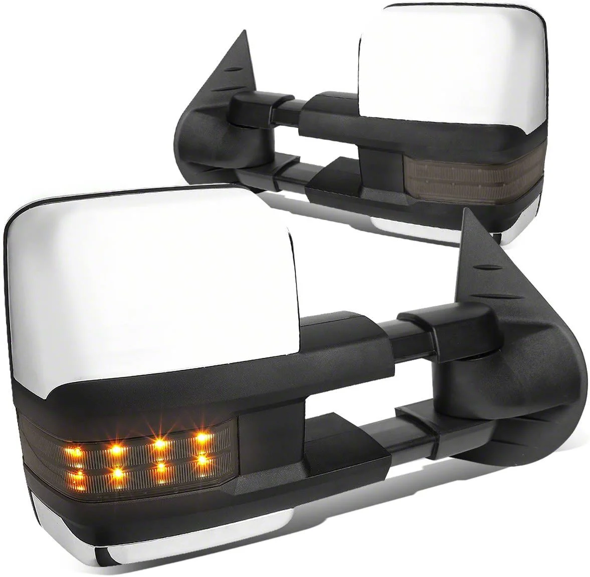 Powered Heated Towing Mirrors with Smoked LED Turn Signals; Chrome (07-14 Silverado 2500 HD)