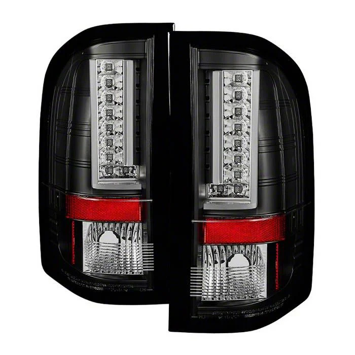 Version 2 LED Tail Lights; Black Housing; Clear Lens (07-14 Silverado 2500 HD)