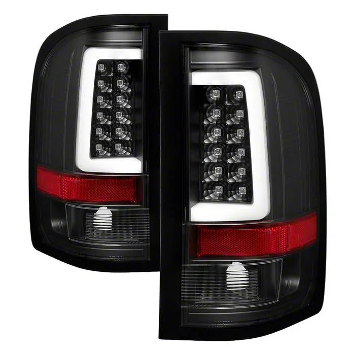 Version 3 Light Bar LED Tail Lights; Black Housing; Clear Lens (07-14 Silverado 2500 HD)