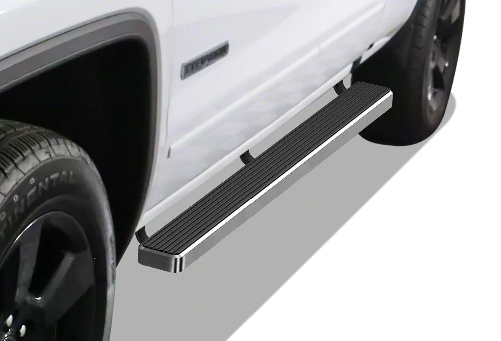 4-Inch iStep Running Boards; Hairline Silver (20-26 Silverado 3500 HD Double Cab)