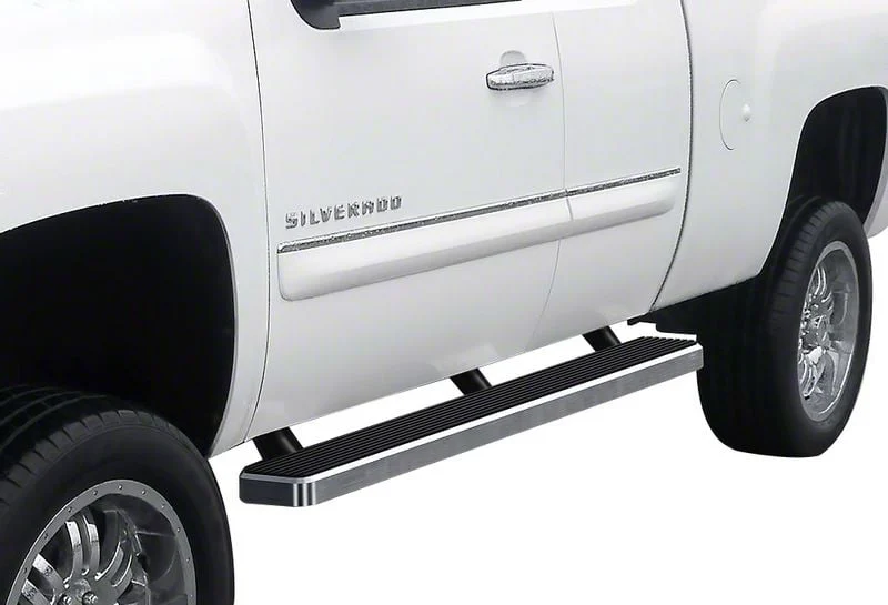 5-Inch iStep Running Boards; Hairline Silver (07-14 Silverado 3500 HD Extended Cab)