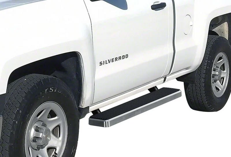5-Inch iStep Running Boards; Hairline Silver (07-14 Silverado 3500 HD Regular Cab)