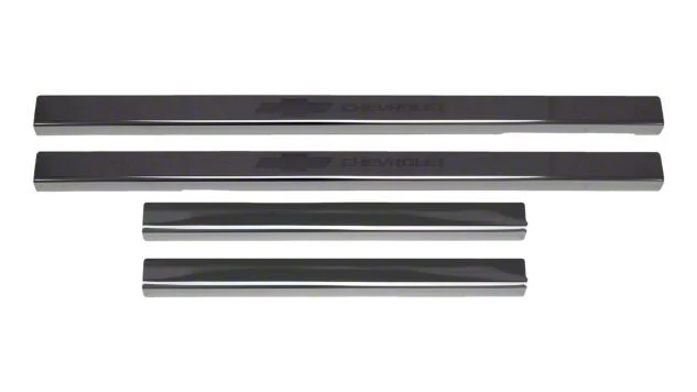 Putco Black Platinum Door Sills with Bow Tie Etching (20-26 Silverado 3500 HD Crew Cab)
