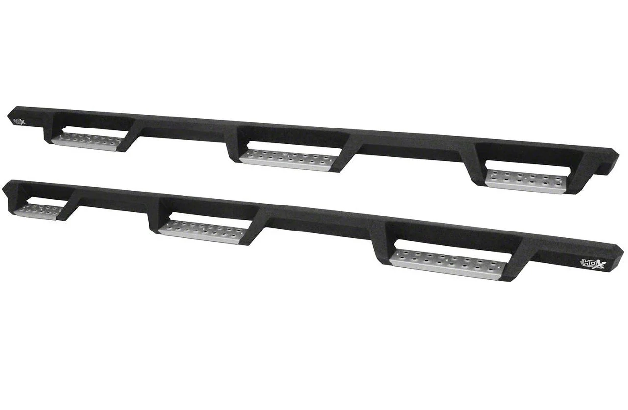 Westin HDX Stainless Wheel-to-Wheel Drop Nerf Side Step Bars; Textured Black (15-19 Silverado 3500 HD Double Cab DRW w/ 8-Foot Long Box)