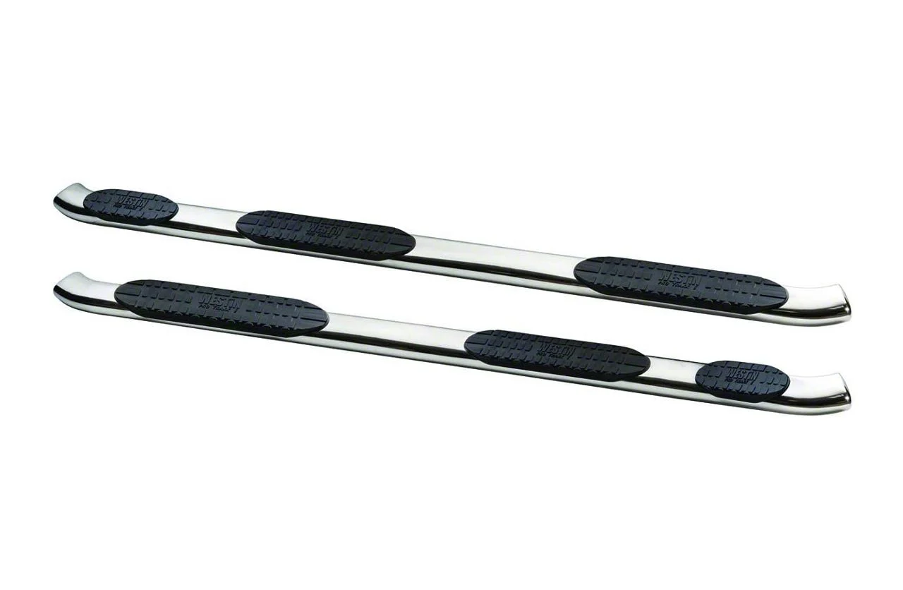 Westin Pro Traxx 5-Inch Wheel-to-Wheel Oval Side Step Bars; Stainless Steel (07-19 Silverado 3500 HD Crew Cab DRW w/ 8-Foot Long Box)