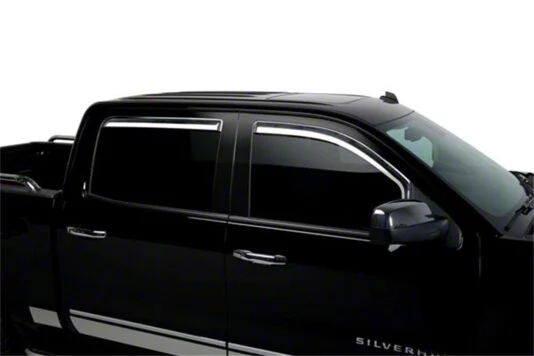 Putco Element Chrome Window Visors; Front and Rear (15-19 Silverado 3500 HD Crew Cab)