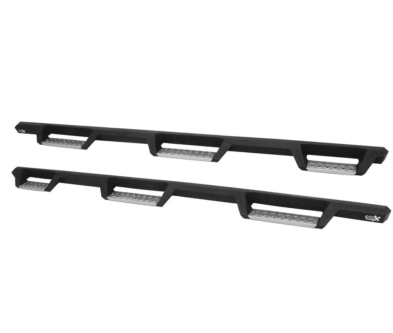 Westin HDX Stainless Wheel-to-Wheel Drop Nerf Side Step Bars; Textured Black (07-19 Silverado 3500 HD Crew Cab SRW w/ 8-Foot Long Box)