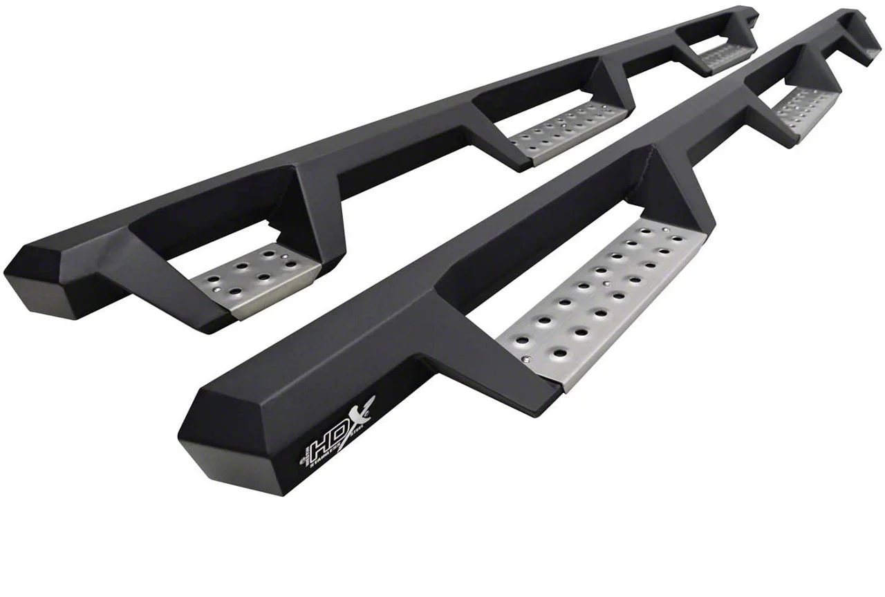 Westin HDX Stainless Wheel-to-Wheel Drop Nerf Side Step Bars; Textured Black (20-26 Silverado 3500 HD Crew Cab w/ 8-Foot Long Box)