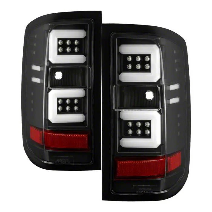Light Bar LED Tail Lights; All Black Housing; Clear Lens (16-19 Silverado 3500 HD w/ Factory LED Tail Lights)