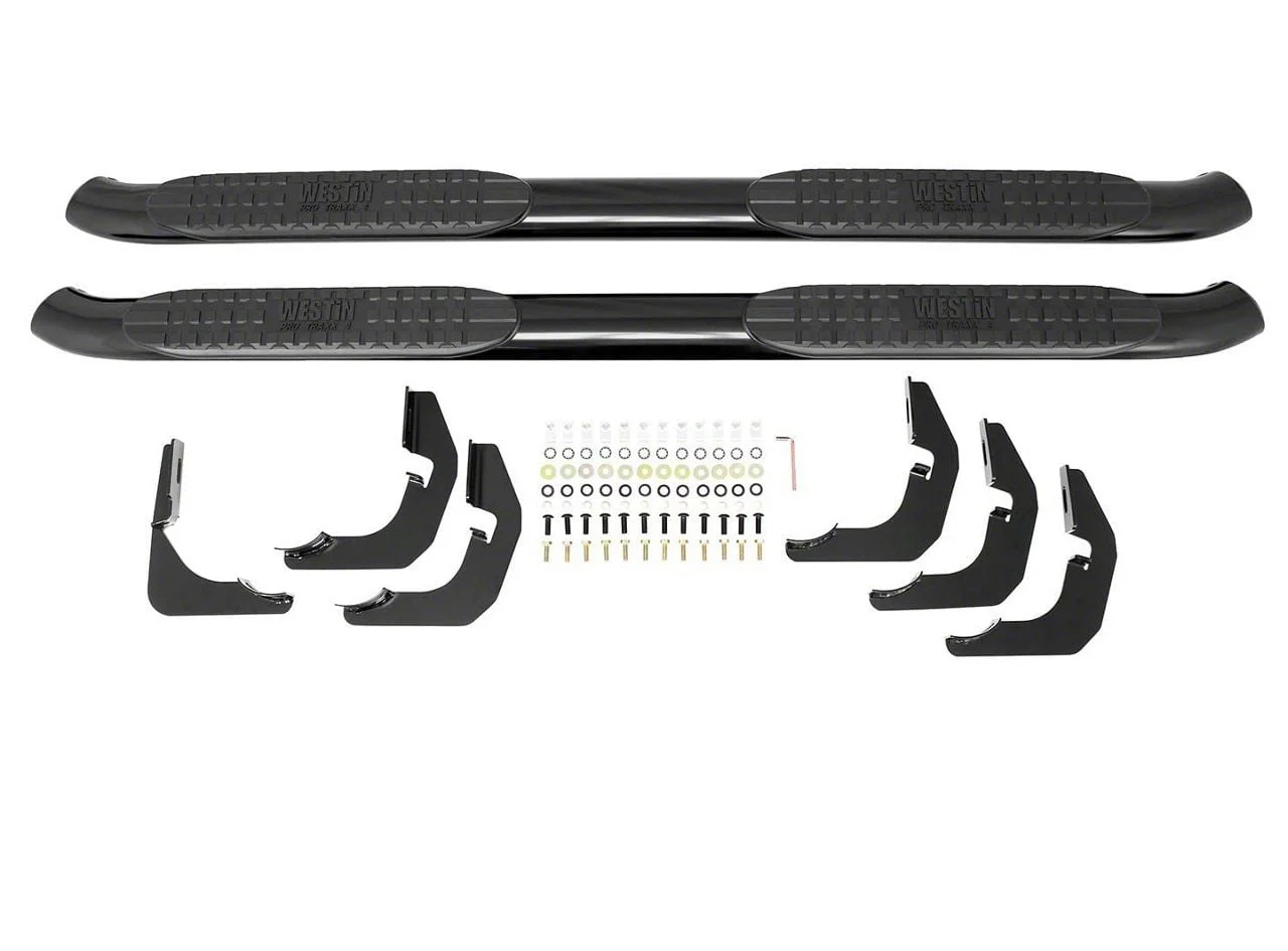 Westin Pro Traxx 4-Inch Oval Side Step Bars; Black (15-19 Silverado 3500 HD Double Cab)