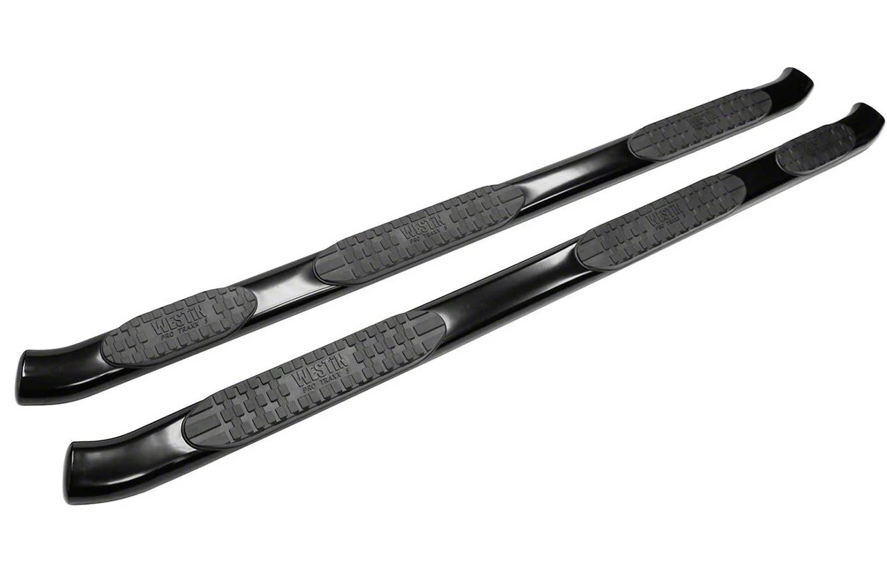 Westin Pro Traxx 5-Inch Wheel-to-Wheel Oval Side Step Bars; Black (07-19 Silverado 3500 HD Crew Cab SRW w/ 8-Foot Long Box)