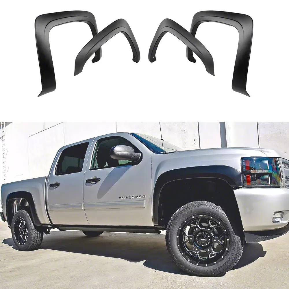 Rugged OE Style Fender Flares; Smooth Black (07-14 Silverado 3500 HD)