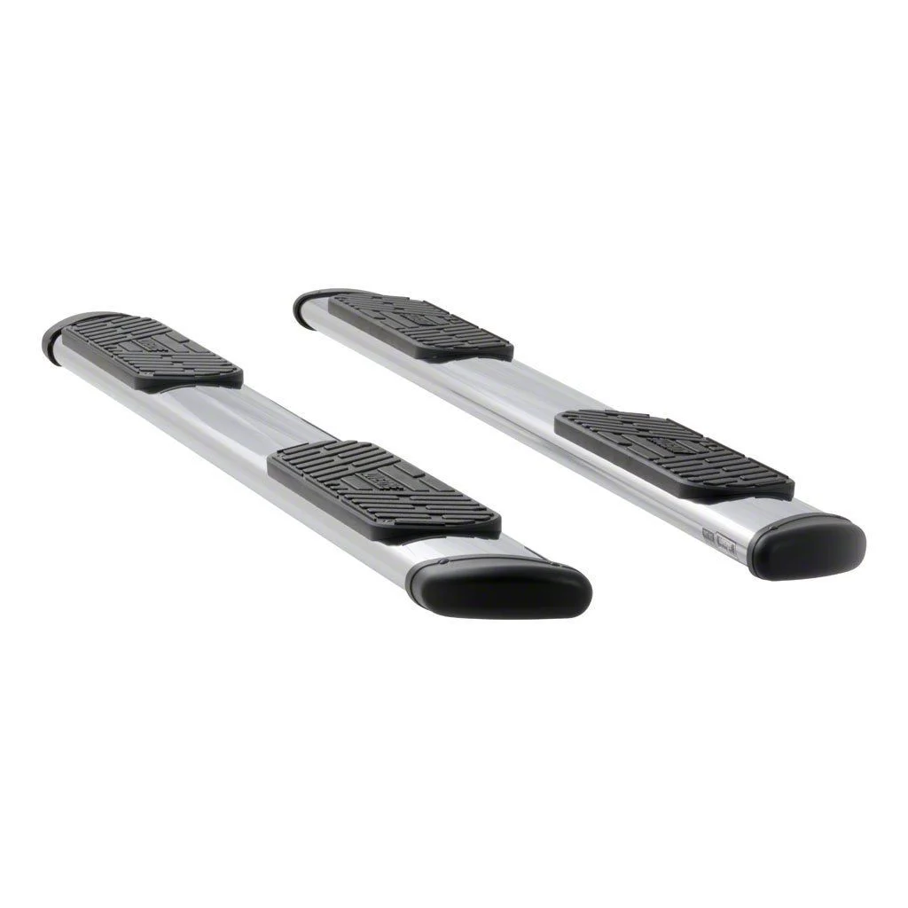 Regal 7-Inch Wheel-to-Wheel Oval Side Step Bars; Polished Stainless (07-19 6.0L Silverado 3500 HD Regular Cab w/ 8-Foot Long Box)