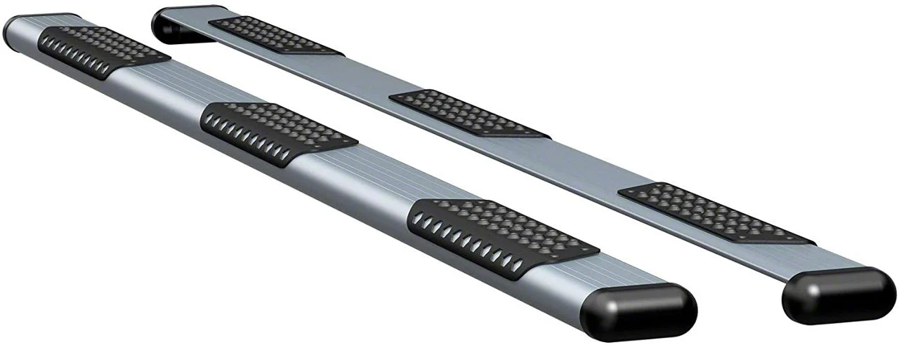 O-Mega II 6-Inch Wheel-to-Wheel Oval Side Step Bars; Silver (15-19 Silverado 3500 HD Double Cab w/ 8-Foot Long Box, Crew Cab w/ 6.50-Foot Standard Box)