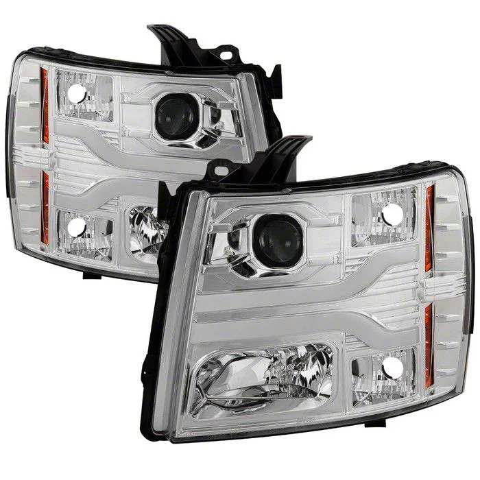 Signature Series Version 3 LED DRL Projector Headlights; Chrome (07-14 Silverado 3500 HD)