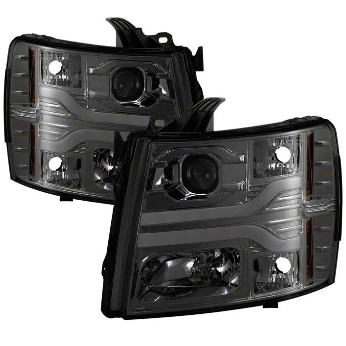 Signature Series Version 3 LED DRL Projector Headlights; Smoke (07-14 Silverado 3500 HD)