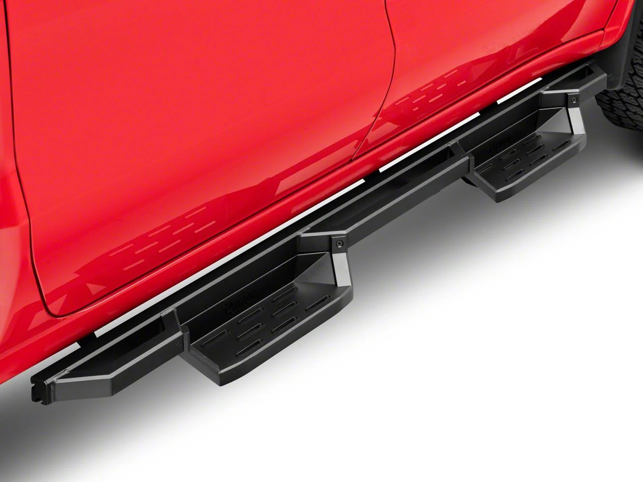 Square Tube Drop Style Nerf Side Step Bars; Matte Black (20-26 Silverado 3500 HD Crew Cab)