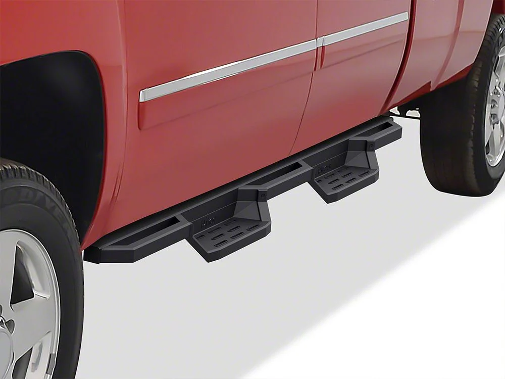 Square Tube Drop Style Nerf Side Step Bars; Matte Black (20-26 Silverado 3500 HD Regular Cab)