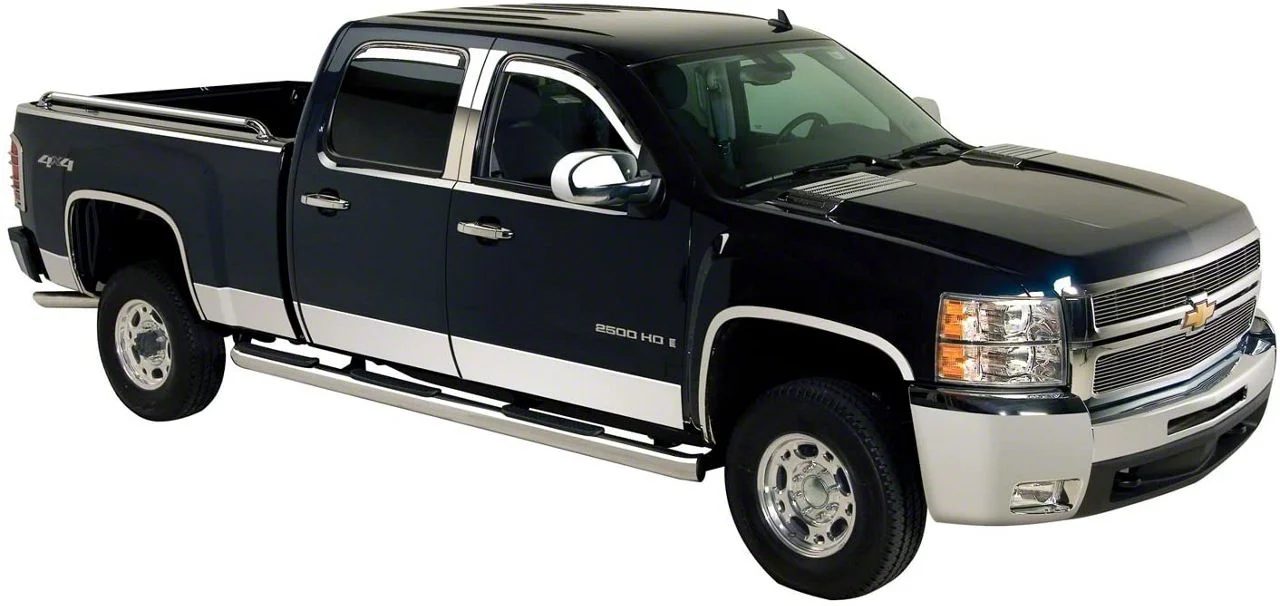 Putco Stainless Steel Rocker Panels (15-19 Silverado 3500 HD Crew Cab DRW w/ 8-Foot Long Box)