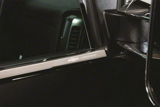 Putco Stainless Steel Window Trim with Bowtie Logo (15-19 Silverado 3500 HD Regular Cab)