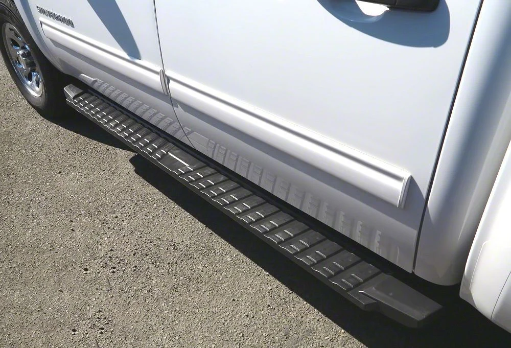 T-Style Running Boards; Black (07-19 Silverado 3500 HD Crew Cab)