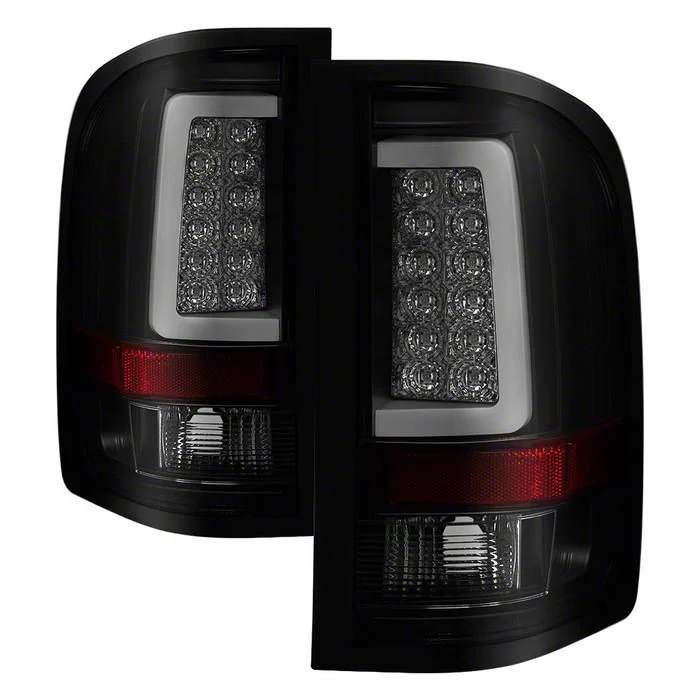 Version 3 Light Bar LED Tail Lights; Black Housing; Smoked Lens (07-14 Silverado 3500 HD)