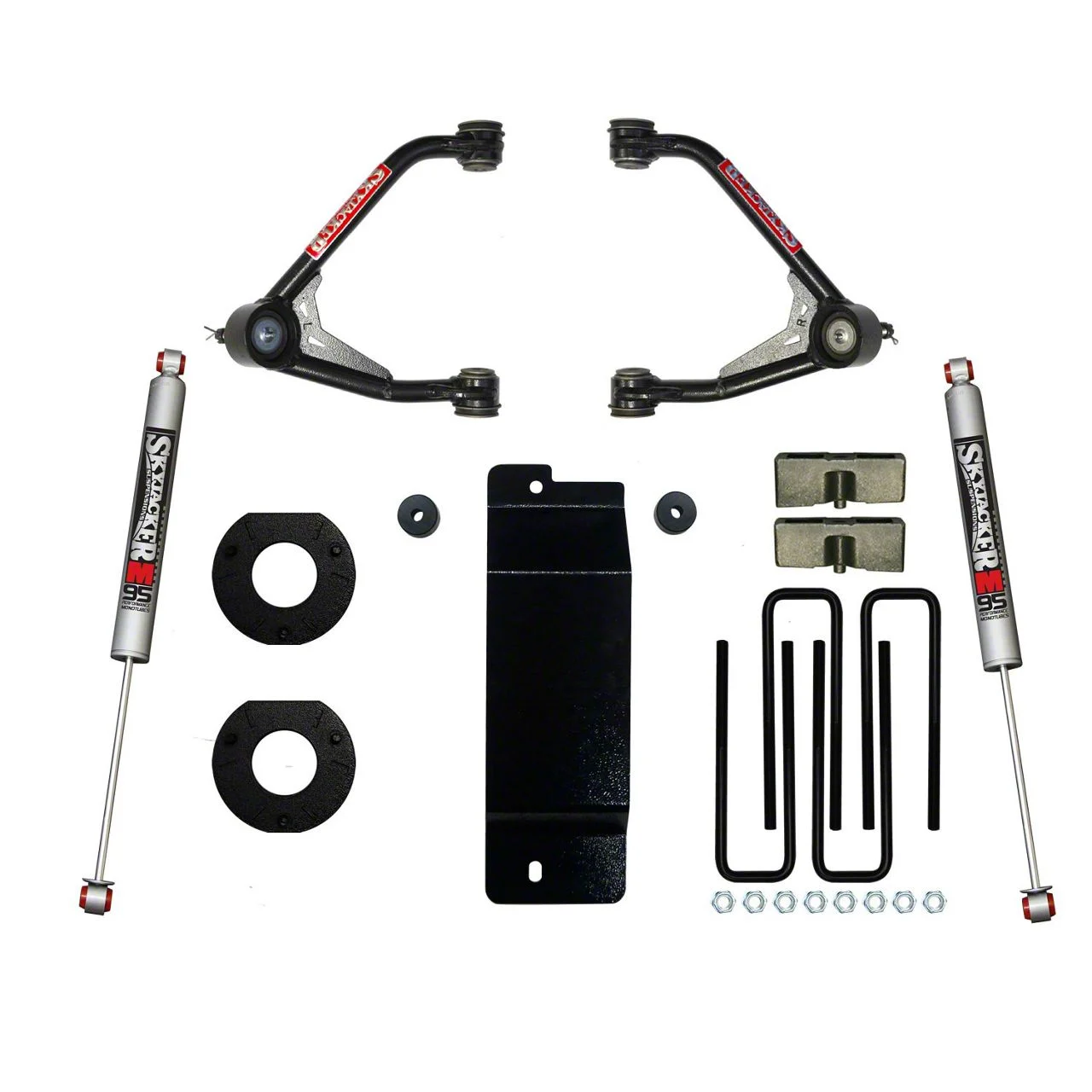 SkyJacker 3.50 to 4-Inch Upper Control Arm Lift Kit with M95 Performance Shocks (14-16 4WD Silverado 1500 w/ Cast Aluminum or Stamped Steel Control Arms)