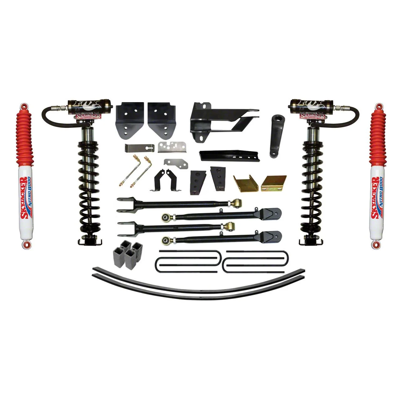 SkyJacker 8.50-Inch Coil-Over Kit with 4-Link Conversion, Lift Blocks, Rear Add-A-Leaf Springs and Nitro Shocks (17-22 4WD F-250 Super Duty)