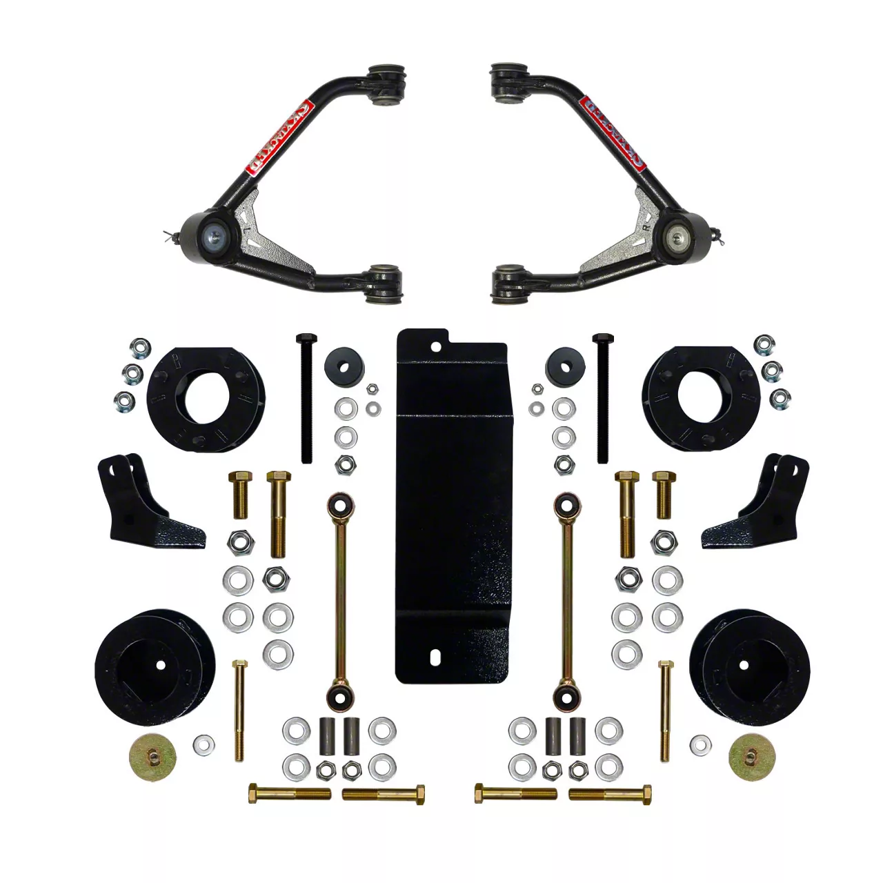 SkyJacker 3.50 to 4-Inch Upper Control Arm Suspension Lift Kit with Rear Shock Brackets (15-19 4WD Tahoe w/ Stock Cast Aluminum or Stamped Steel Control Arms & w/o Autoride)