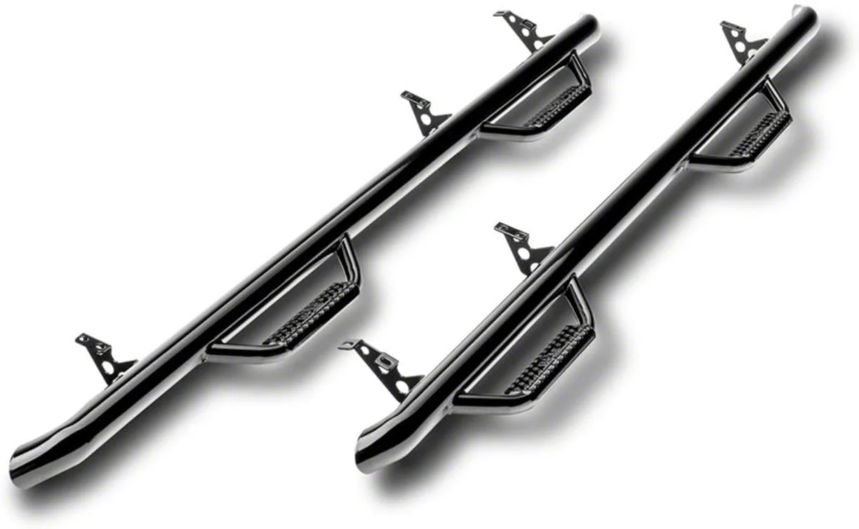 Smittybilt Wheel to Wheel Nerf Side Step Bars; Gloss Black (15-19 Silverado 3500 HD Crew Cab w/ 6.50-Foot Standard Box)