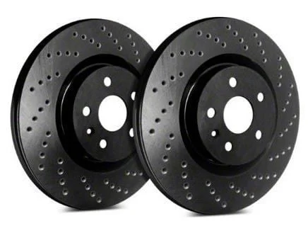SP Performance Cross-Drilled 6-Lug Rotors with Black ZRC Coating; Rear Pair (12-14 F-150; 15-20 F-150 w/ Manual Parking Brake)